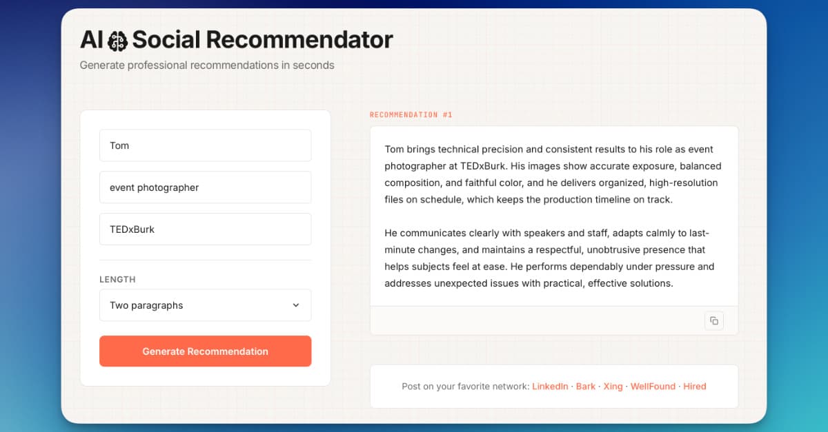 AI Social Recommendator