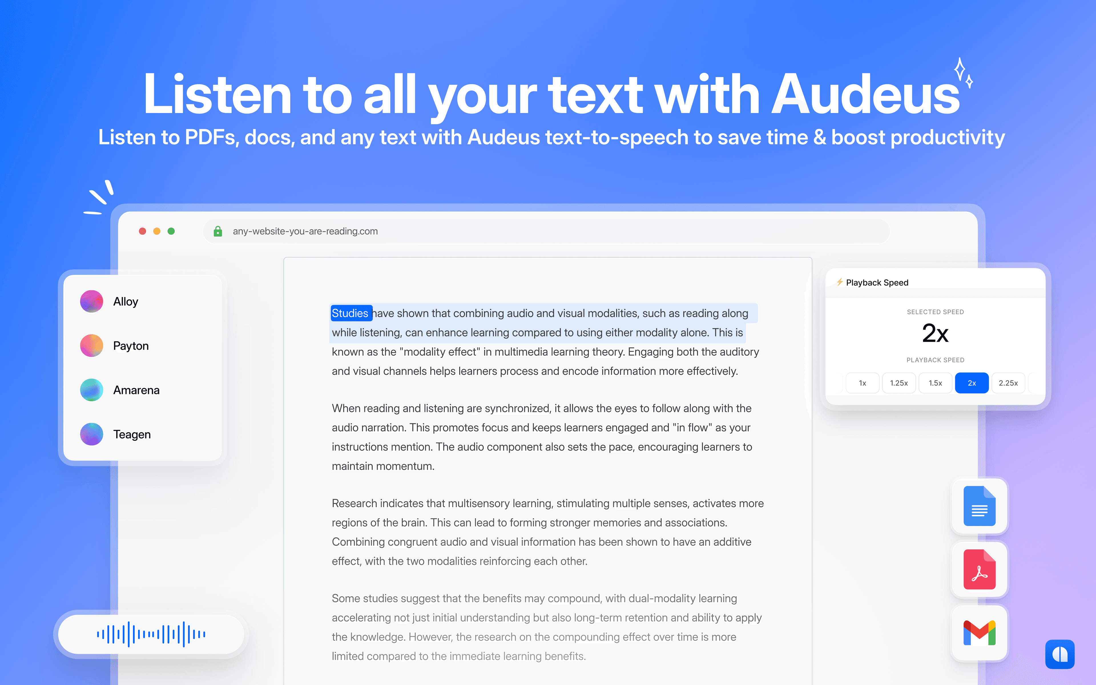Text to Speech Reader by Audeus