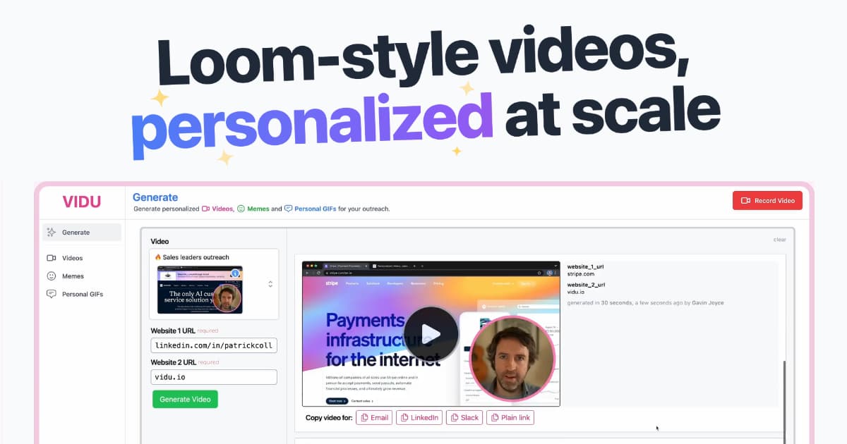 VIDU - AI Sales Videos at Scale